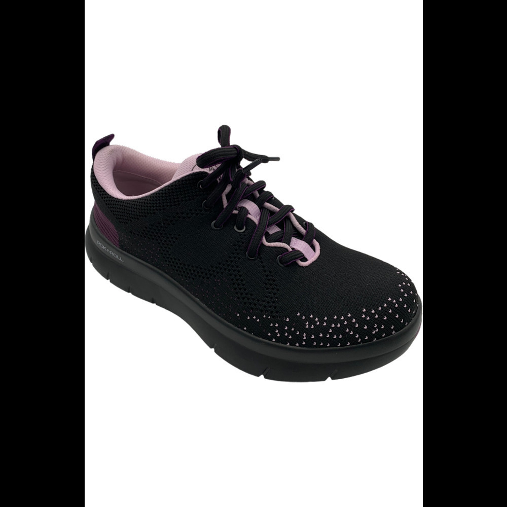 Alegria Knit Lace-Up Sneakers Roll On Black/Plum - Wide